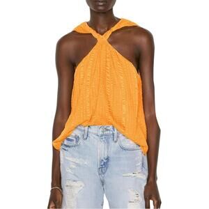 NWOT Frame Draped Halter Yellow Orange Silk Sleeveless Top MEDIUM